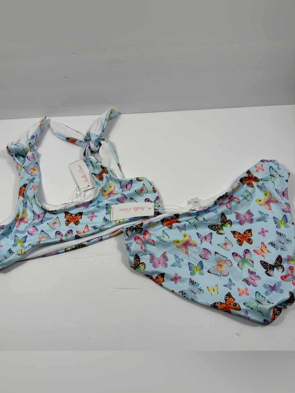 NWT Stella Cove 1000 Butterflies Blue Two Piece Swimsuit Girls 8yrs Beach